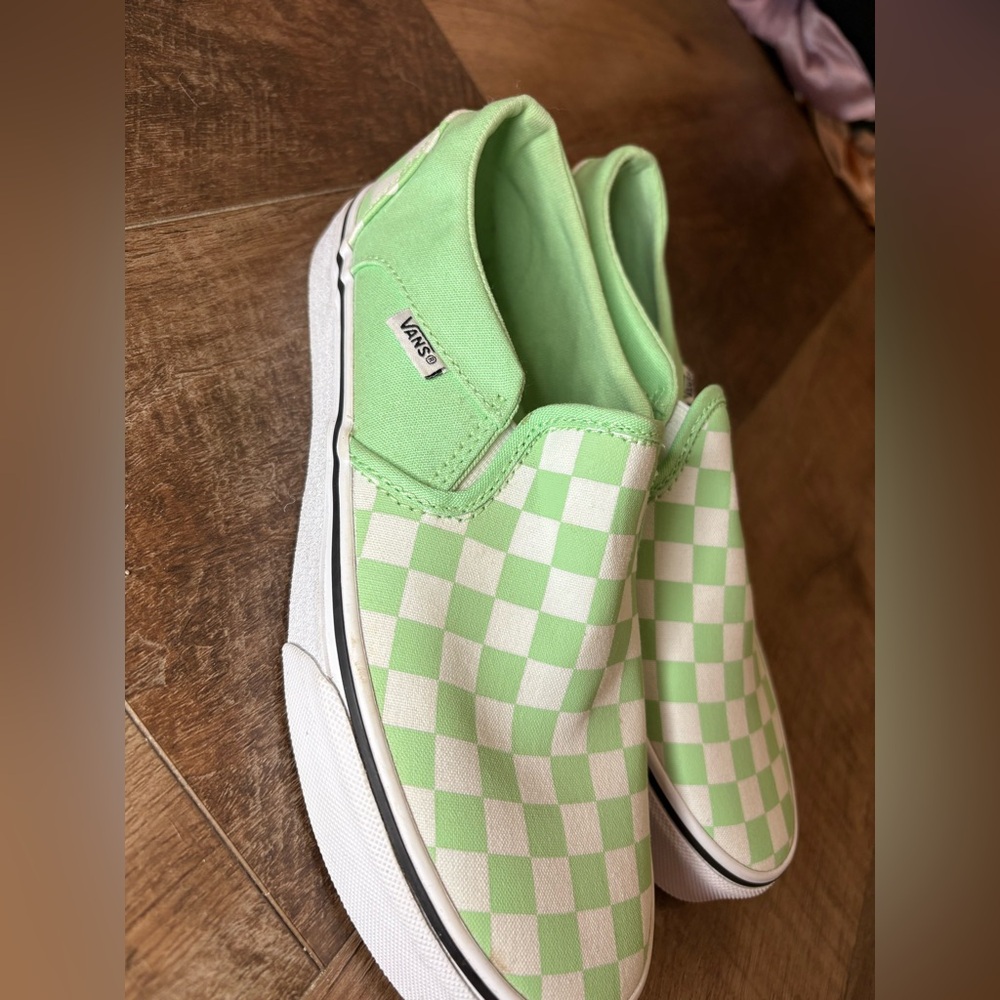 Vans Mint Checkered Slip-On Sneakers